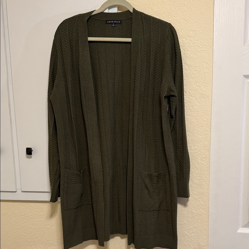 Olive Green Women's Open Cardigan